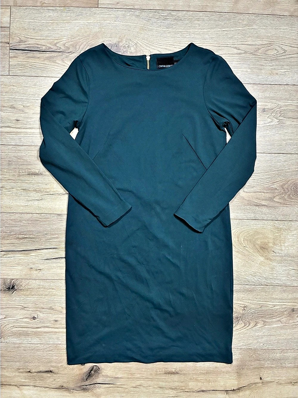 Cynthia Rowley Teal Long Sleeve Sheath Dress Gold Back Zip Size 4